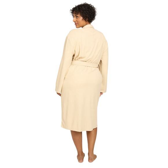 Line & Dot Plus Size Full Length Waffle Knit Robe, Cream, NWT - Picture 3 of 5